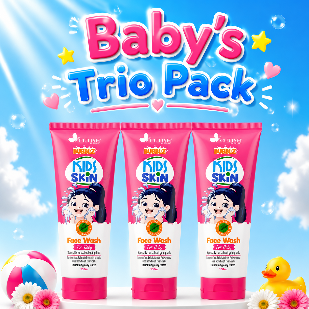 Baby’s Trio Pack , 3 x Girl Face Wash