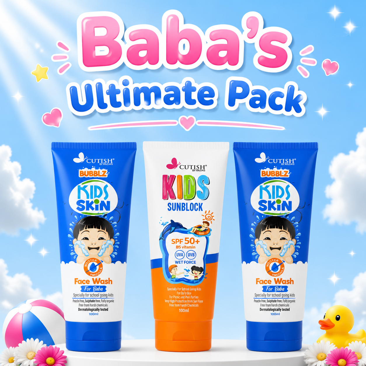 Baba’s Ultimate Pack , 2 x Boy Face wash , 1 Sun Block