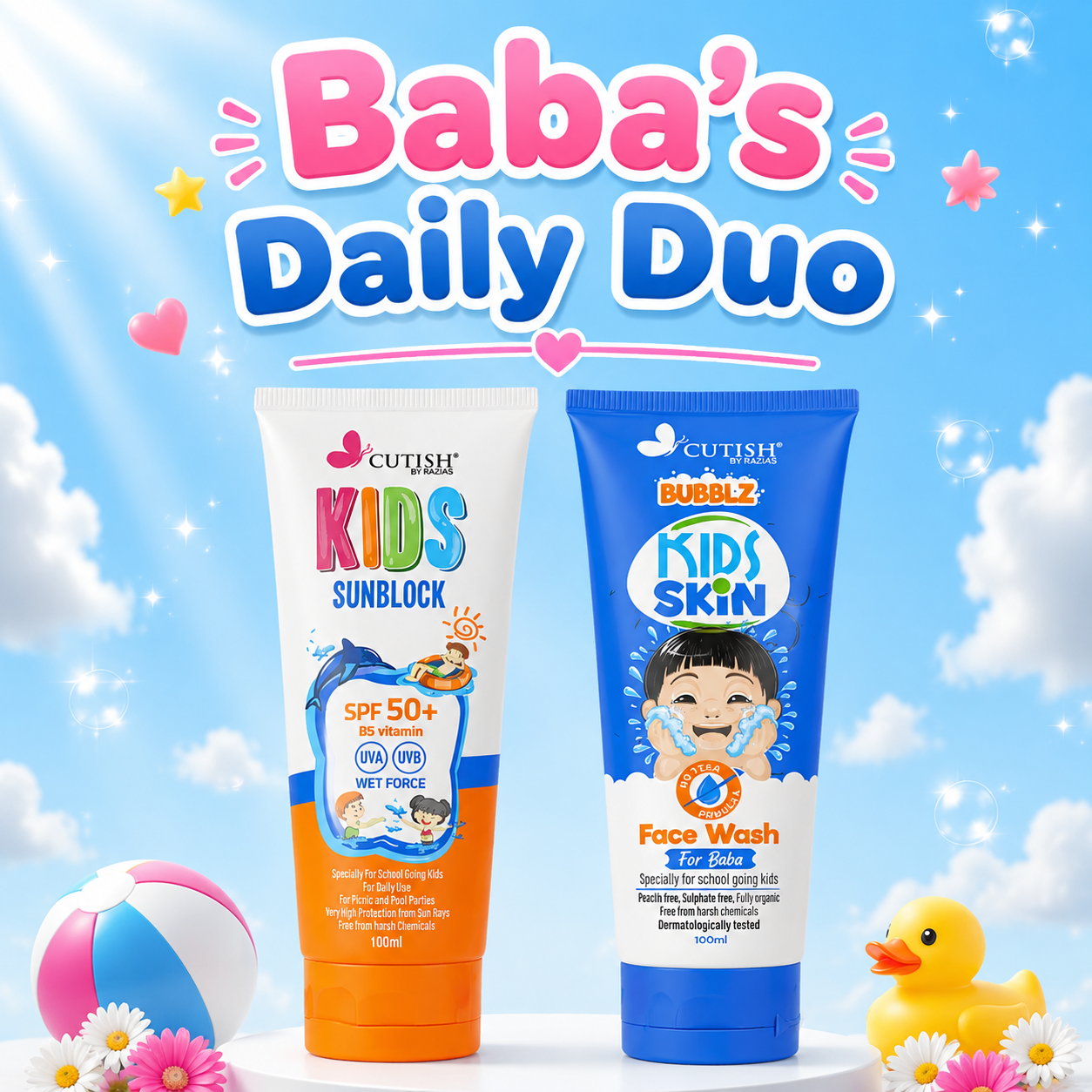 (Baba’s Daily Duo) 1 x Boys Facewash , 1 x Sunblock Cream