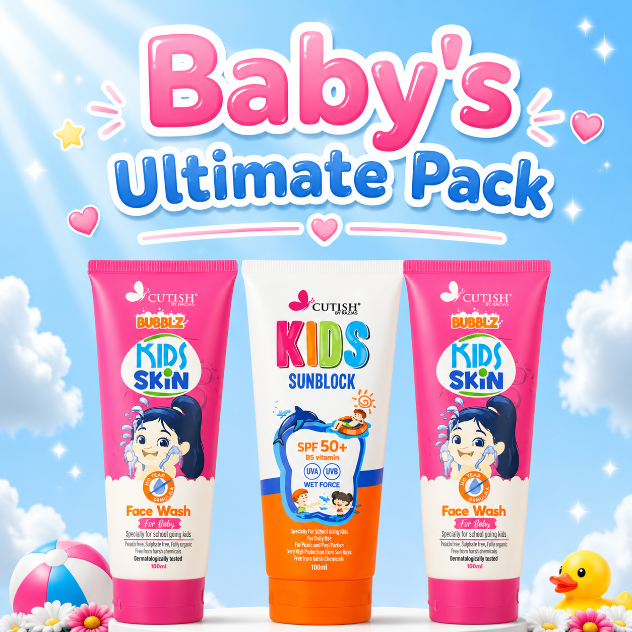 Baby’s Ultimate Pack , 2 x Girl Face Wash , 1 Sun Block